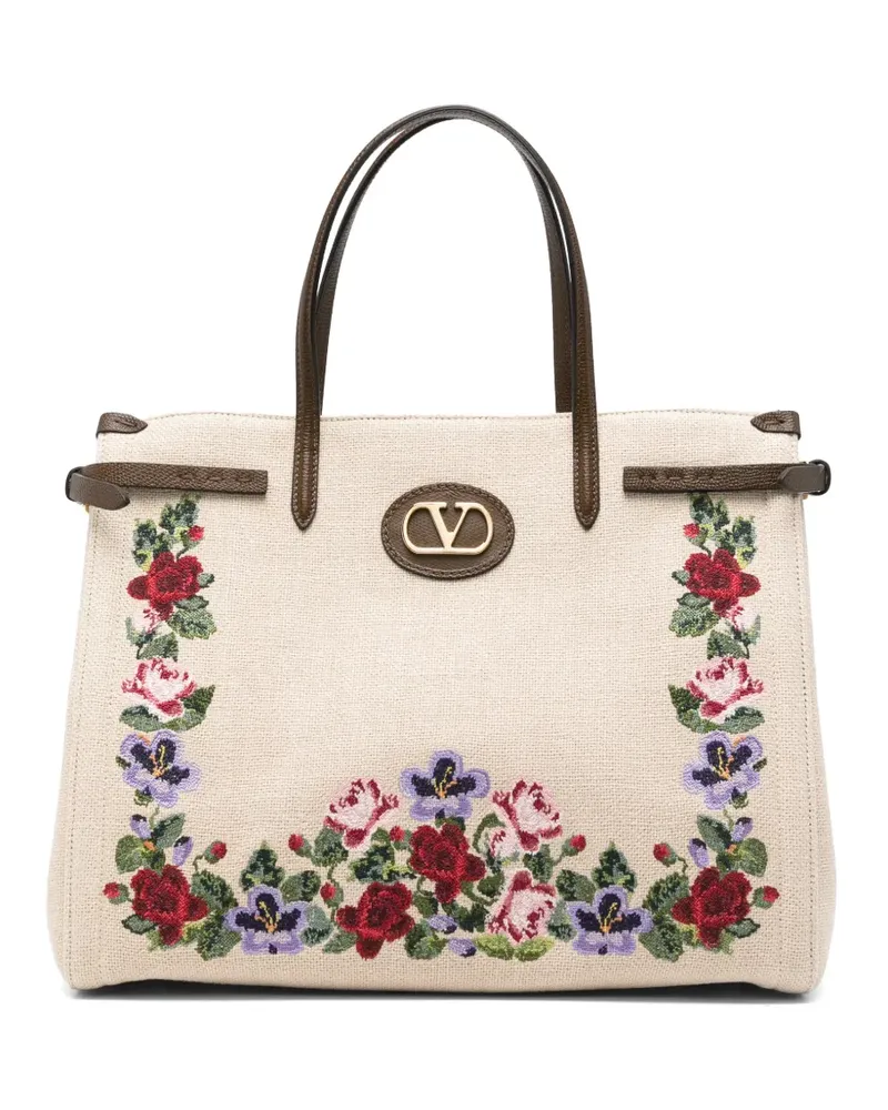 Valentino Garavani Kleine Antibes Tote Bag aus Leinen - Nude Nude