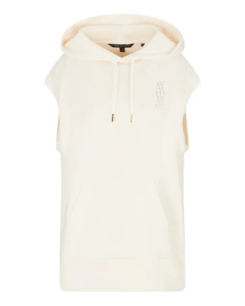 Armani Exchange logo-detail sleeveless hoodie - Nude Nude