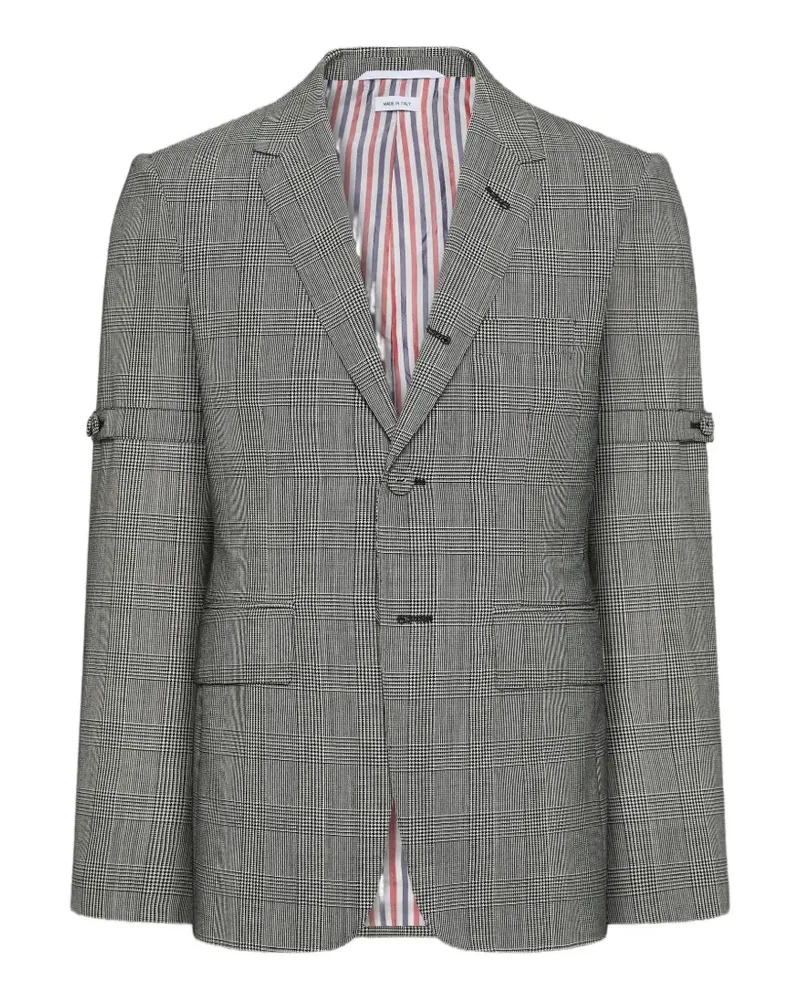 Thom Browne Prince of Wales Wollmantel mit Fresko und Armbändern - Grau Grau