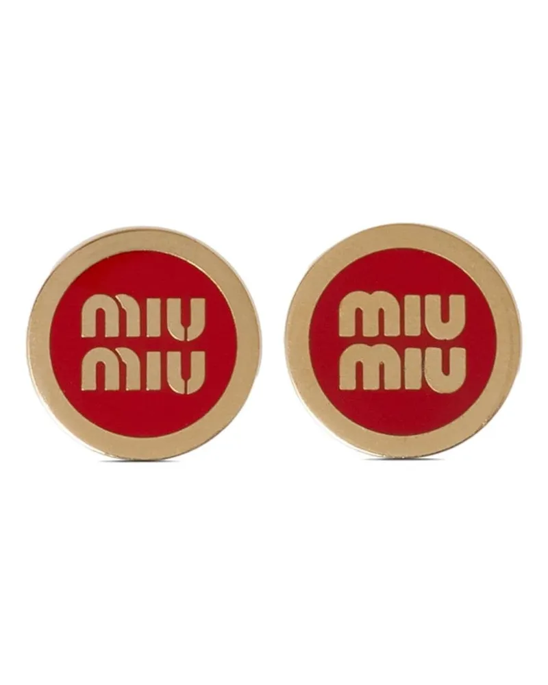 Miu Miu Ohrstecker mit Logo - Gold Gold