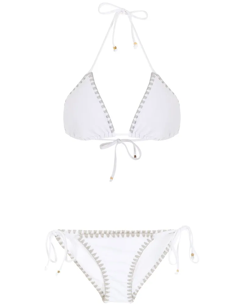 Amir Slama Bikini mit Ziernähten - Weiß Weiß