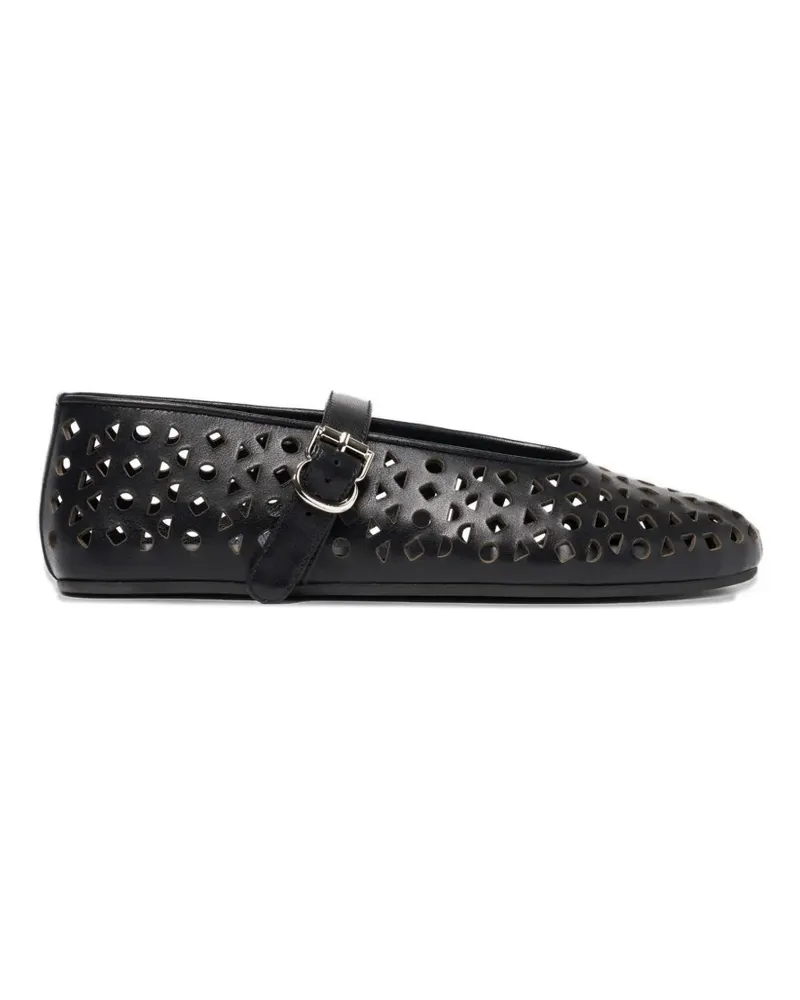 Scarosso Evelyn perforated ballet flats - Schwarz Schwarz