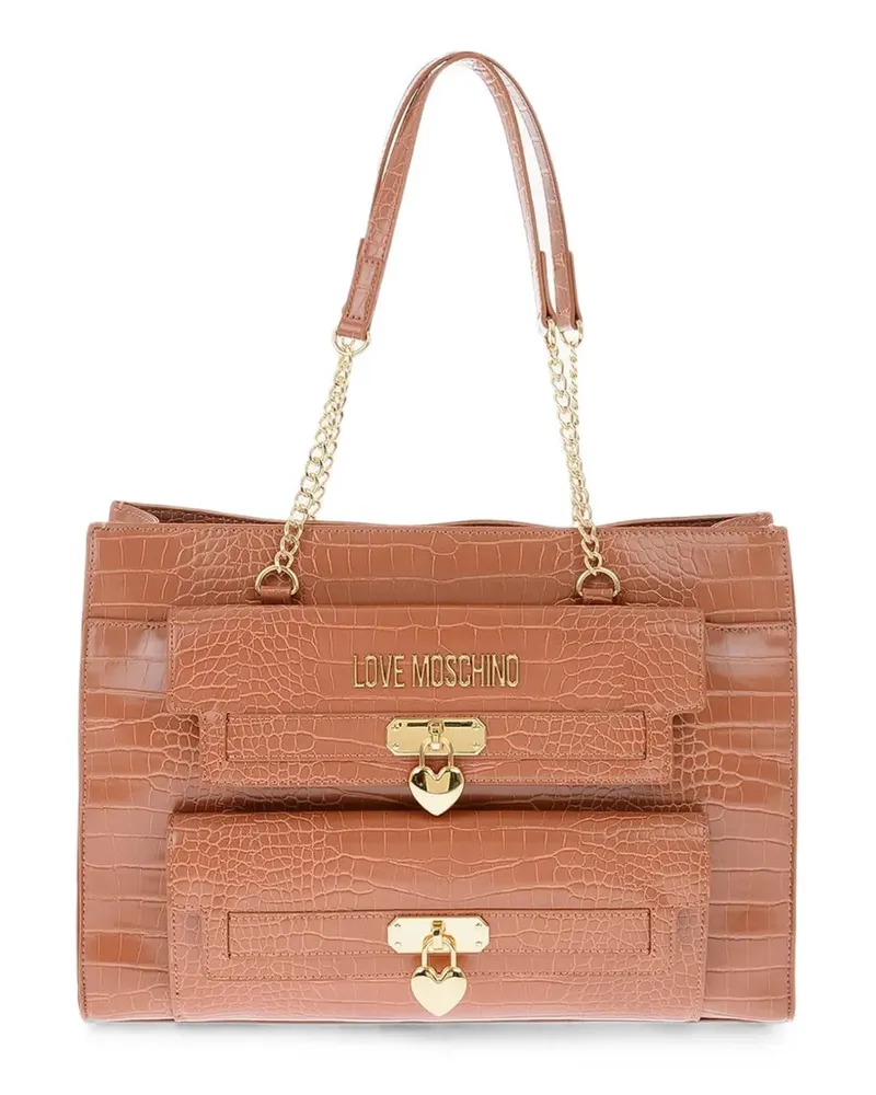 Moschino crocodile-effect Love tote bag - Braun Braun