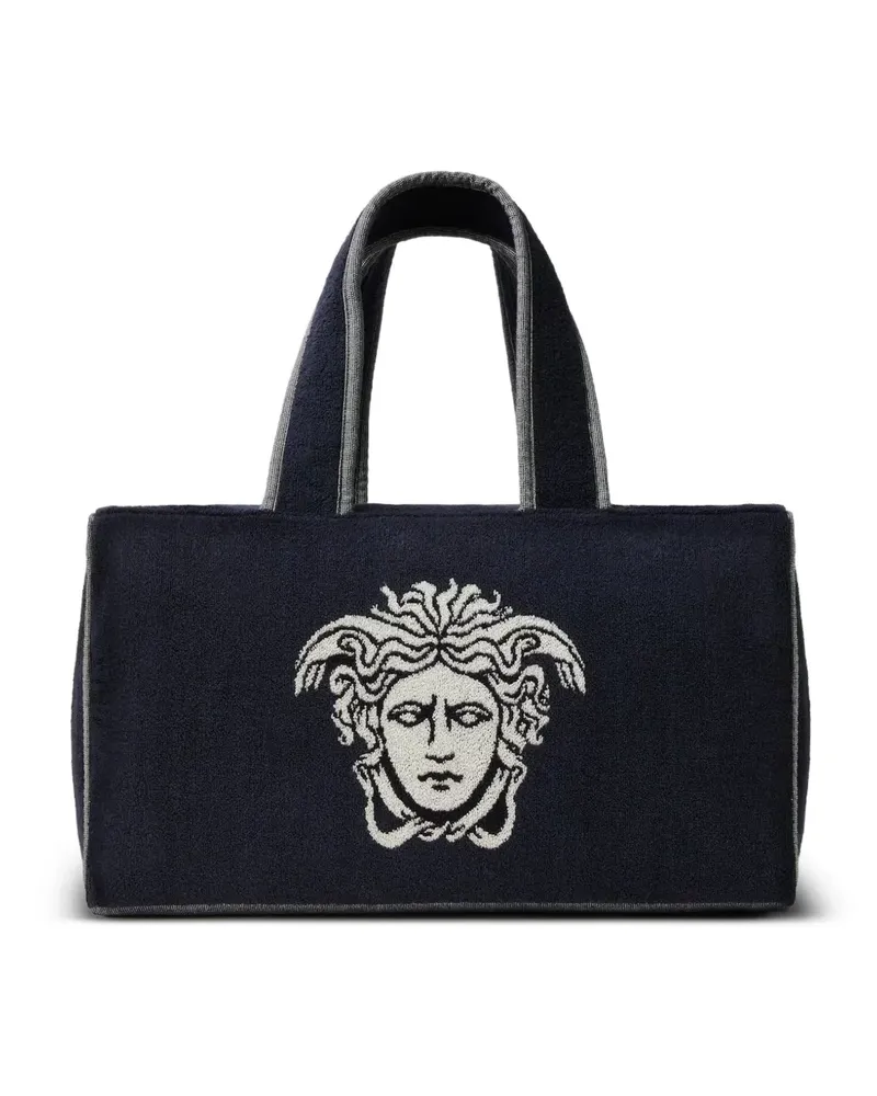Versace Frottee-Sporttasche aus Jacquard - Blau Blau
