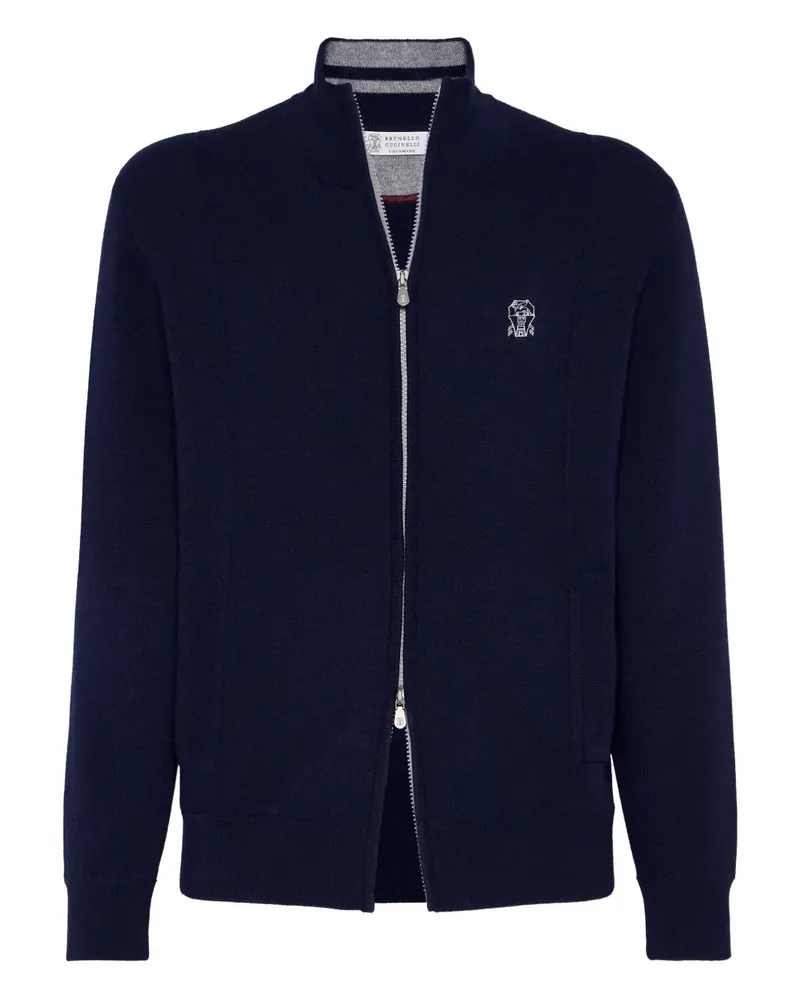 Brunello Cucinelli Bestickter Cardigan mit Reißverschluss - Blau Blau