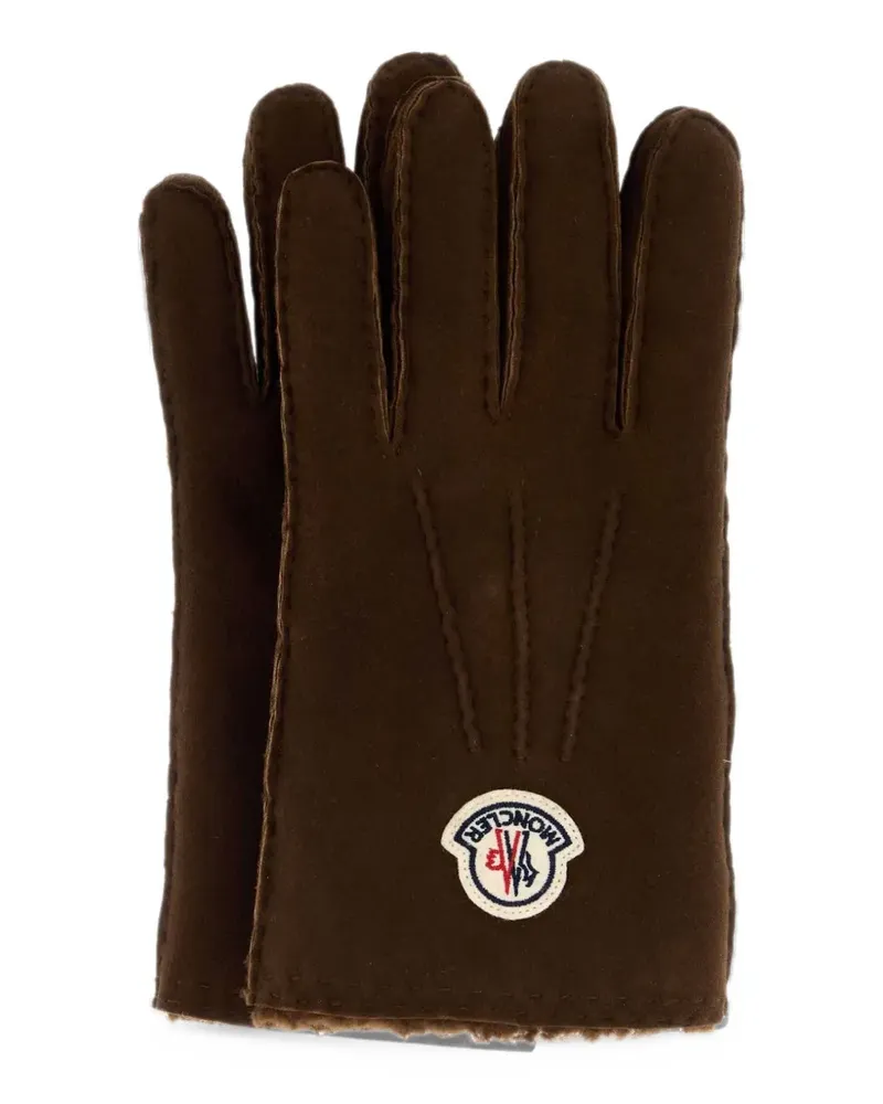 Moncler leather gloves - Braun Braun