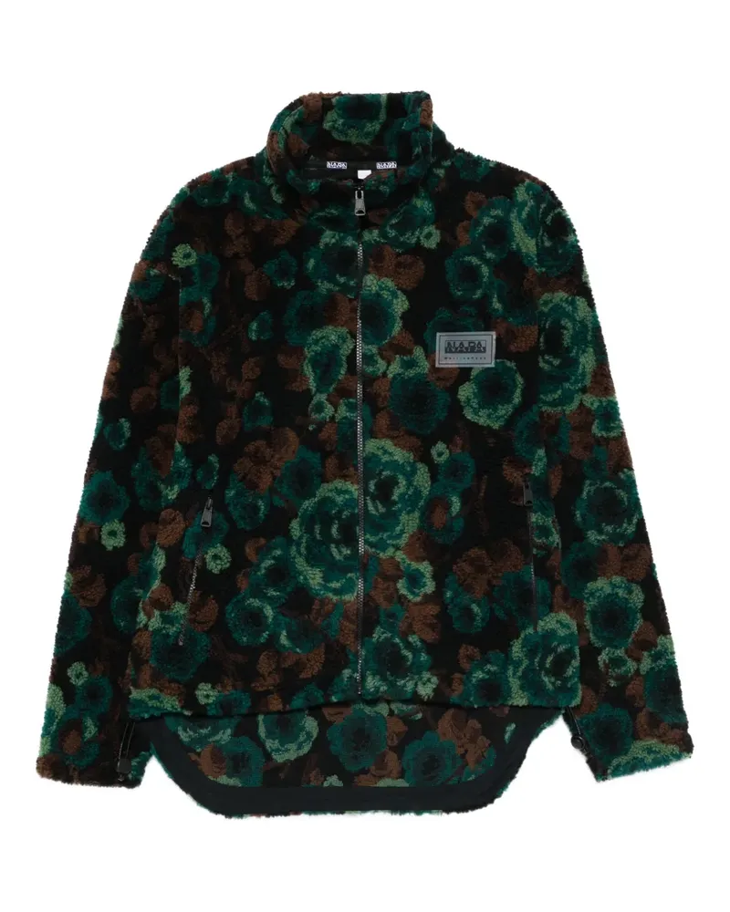 Napapijri floral-pattern zip-fastening jacket - Grün Grün