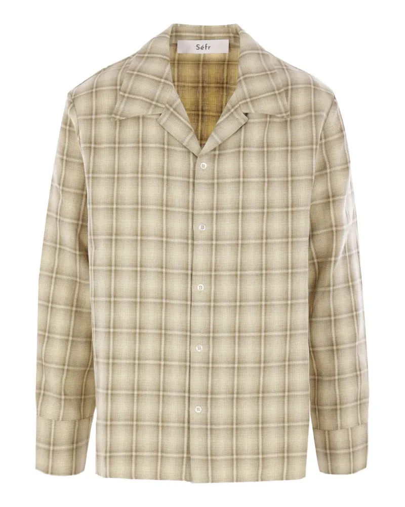 Séfr Ignacio notched collar checked shirt - Nude Nude