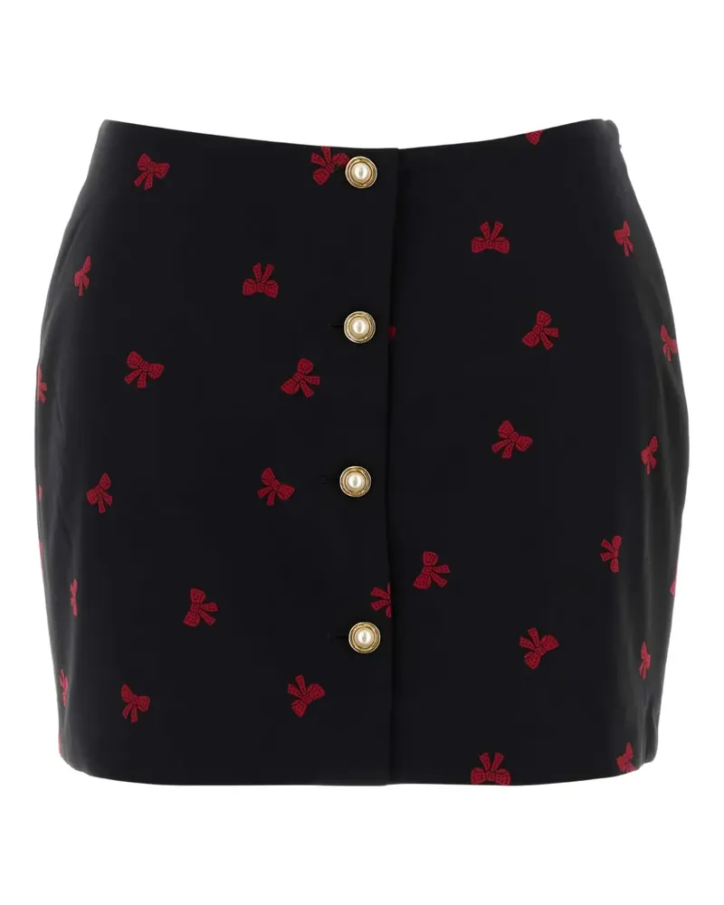 Alessandra Rich bow-print button skirt - Schwarz Schwarz