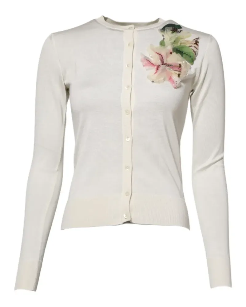 Dolce & Gabbana Pailletten-Cardigan mit Blumenverzierung - Nude Nude