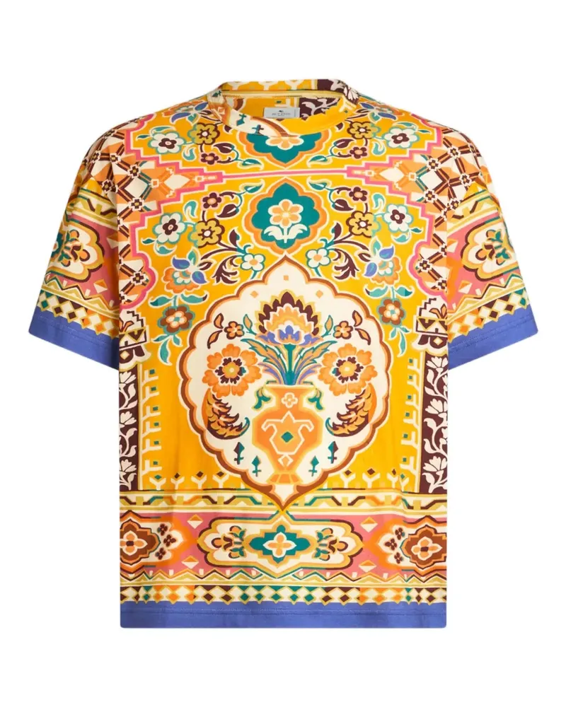 Etro T-Shirt mit Blumen-Print - Gelb Gelb