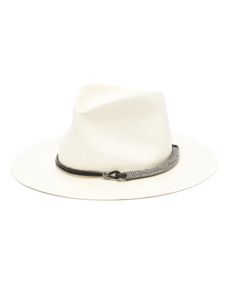 Brunello Cucinelli Fedora mit Lederverzierung - Nude Nude