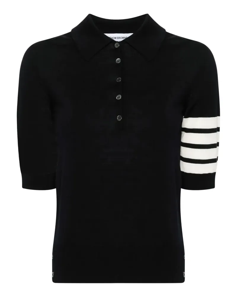Thom Browne Fein gestricktes Poloshirt - Blau Blau