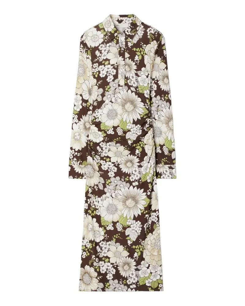 Tory Burch Viskose-Midikleid mit Print - Braun Braun