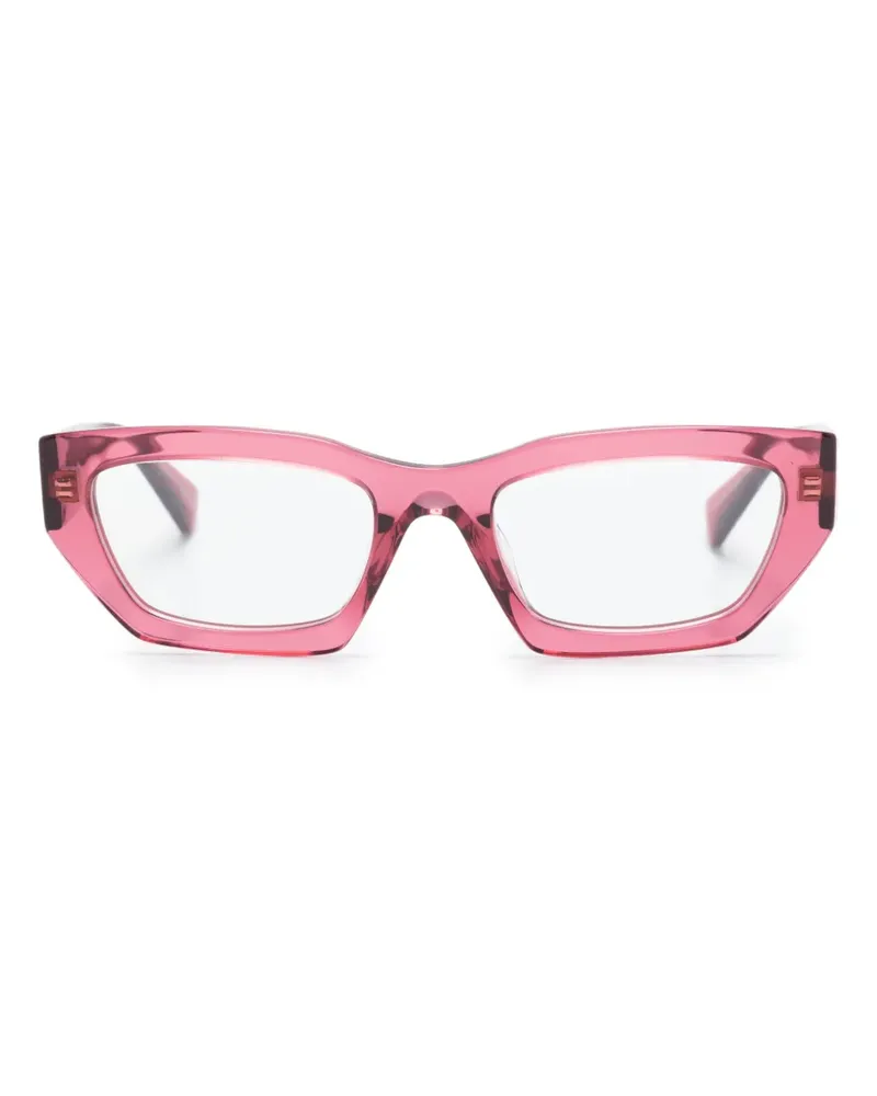 Miu Miu Eckige Brille mit Logo-Schild - Rot Rot