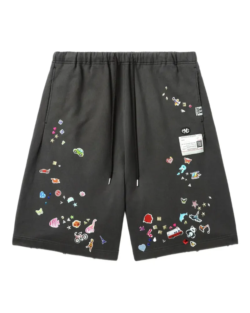 MIHARAYASUHIRO Shorts mit bestickten Patches - Schwarz Schwarz