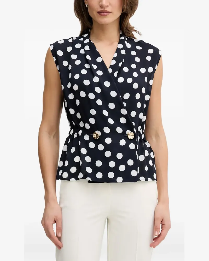 Joseph Ribkoff Gewickeltes Oberteil mit Polka Dots - Blau Blau