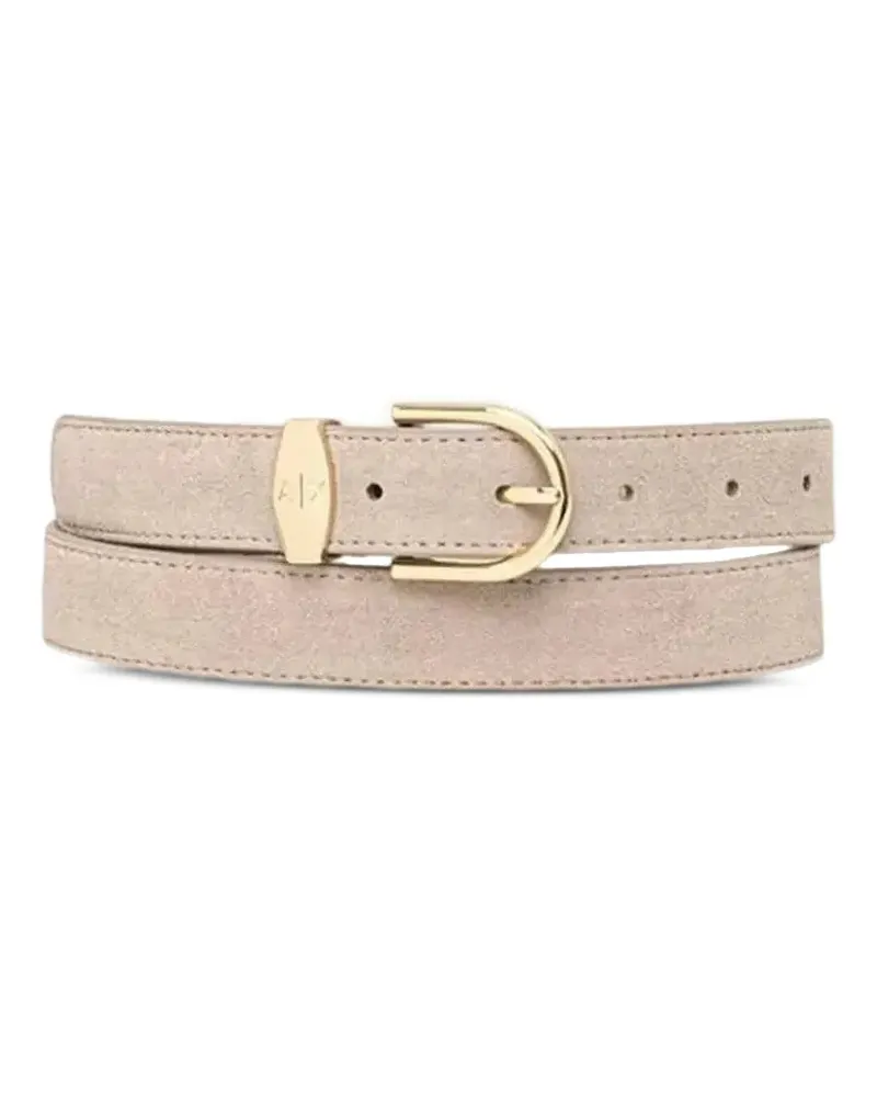 Armani Exchange logo-detail leather belt - Nude Nude