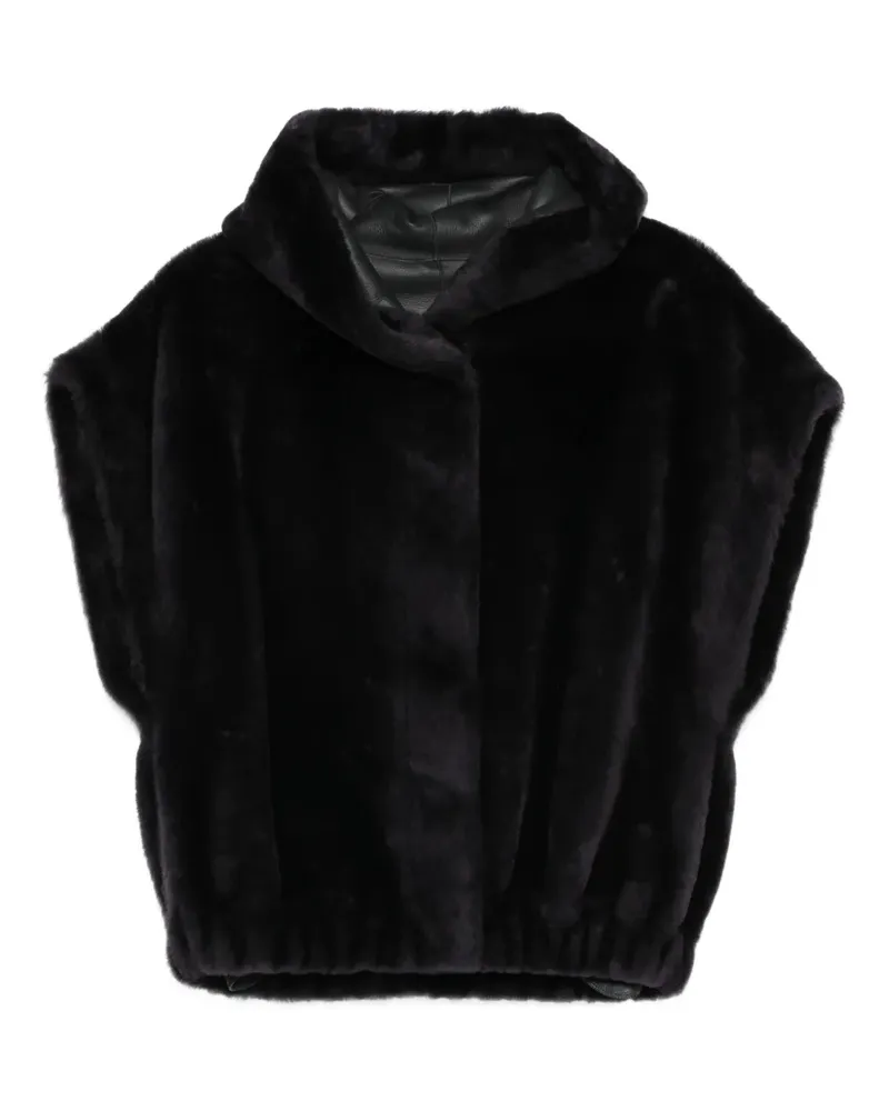 Arma Aurelie Kapuzenjacke aus Faux Fur - Schwarz Schwarz
