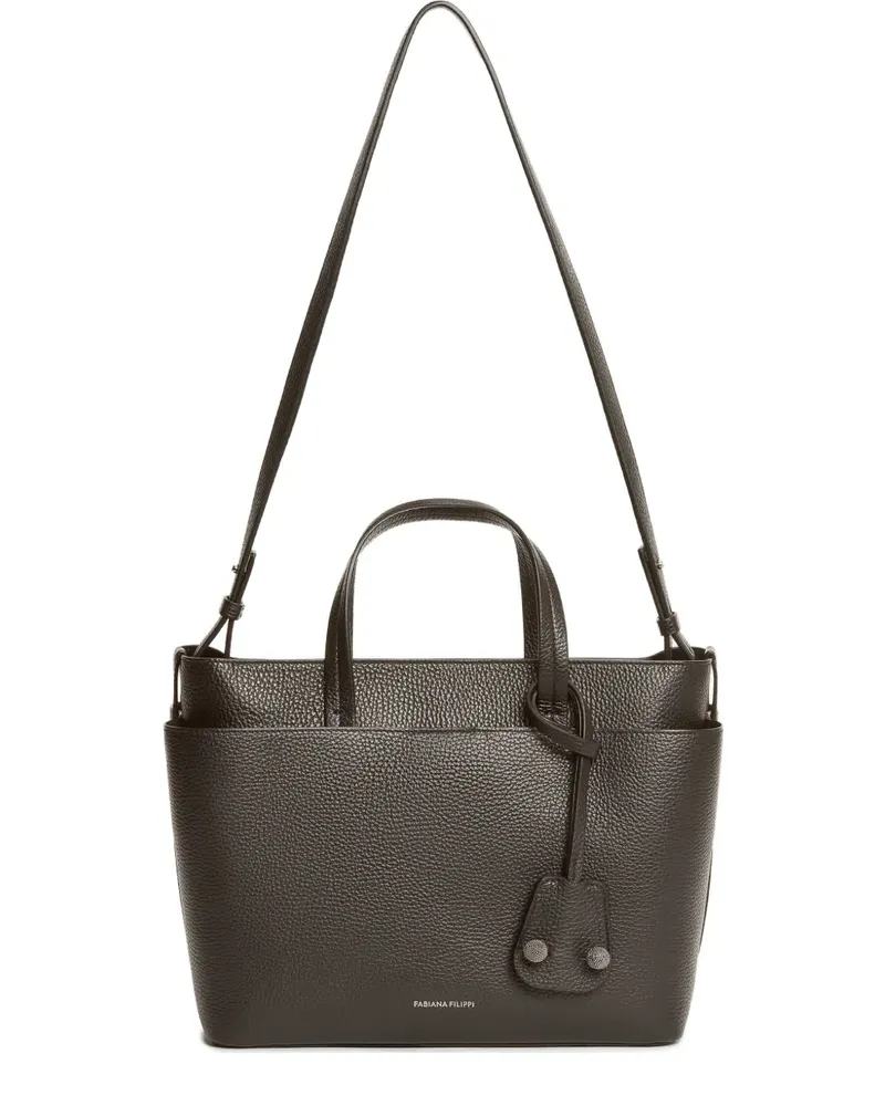Fabiana Filippi Großer Tote Bag aus strukturiertem Leder - Schwarz Schwarz