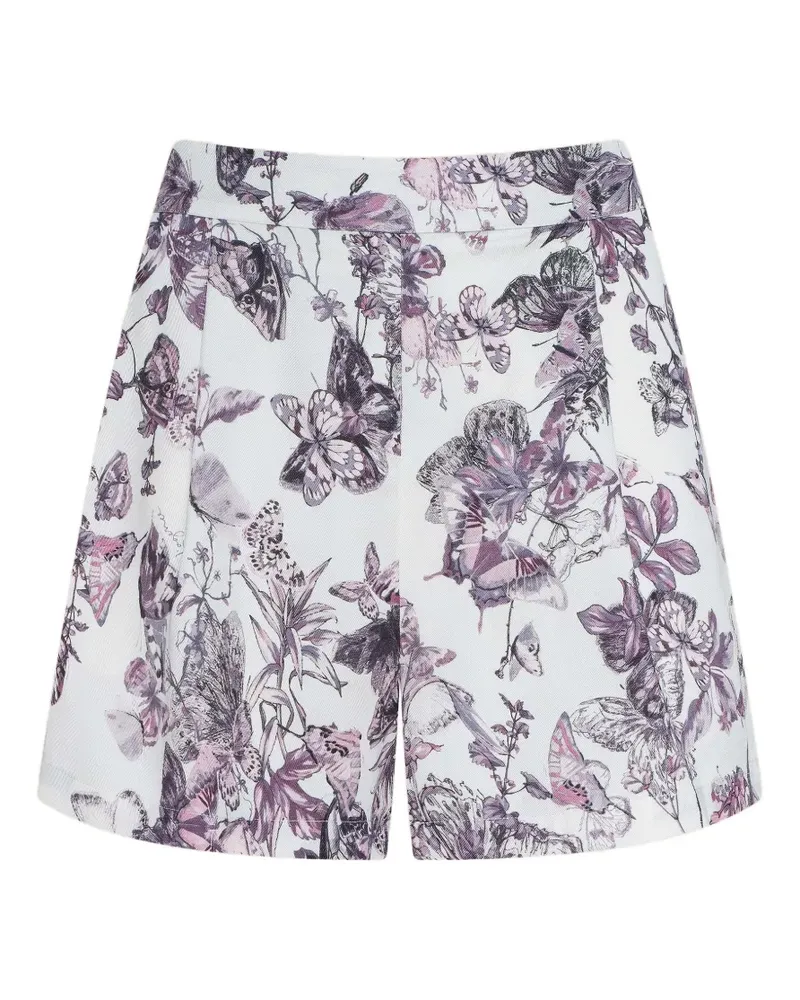 L'Agence Sylie Shorts mit Schmetterling-Print - Weiß Weiß
