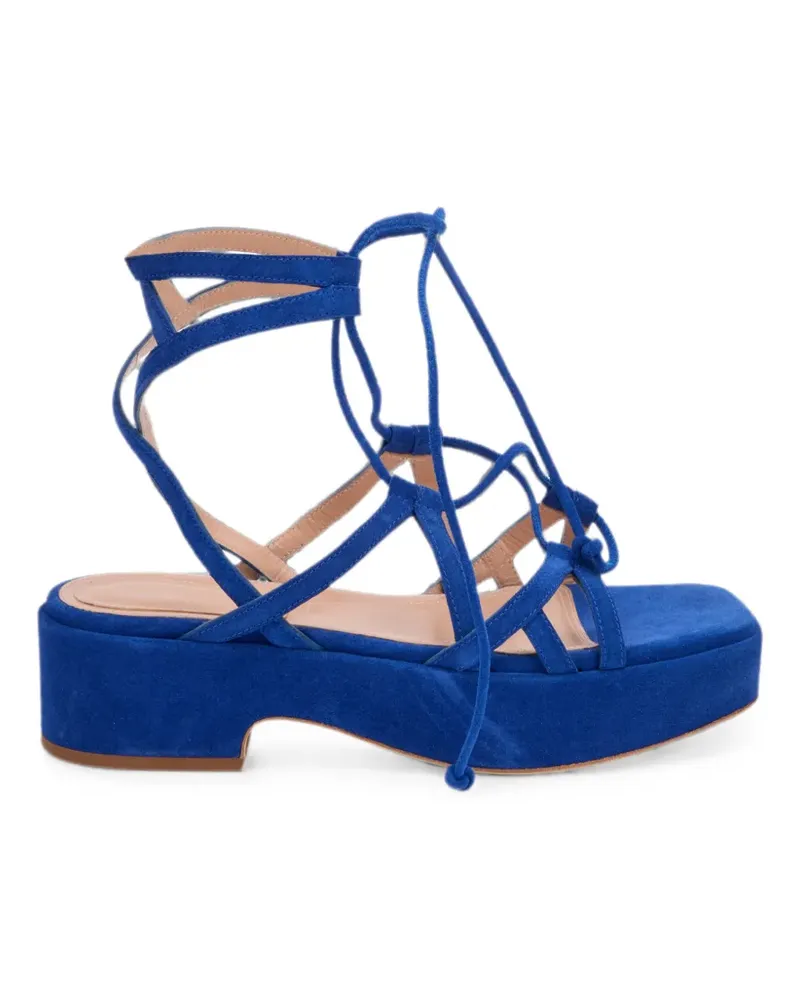 Alberta Ferretti Plateau-Sandalen mit überkreuzten Riemen - Blau Blau
