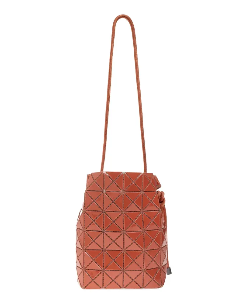 Issey Miyake geometric-pattern drawstring bucket bag - Orange Orange