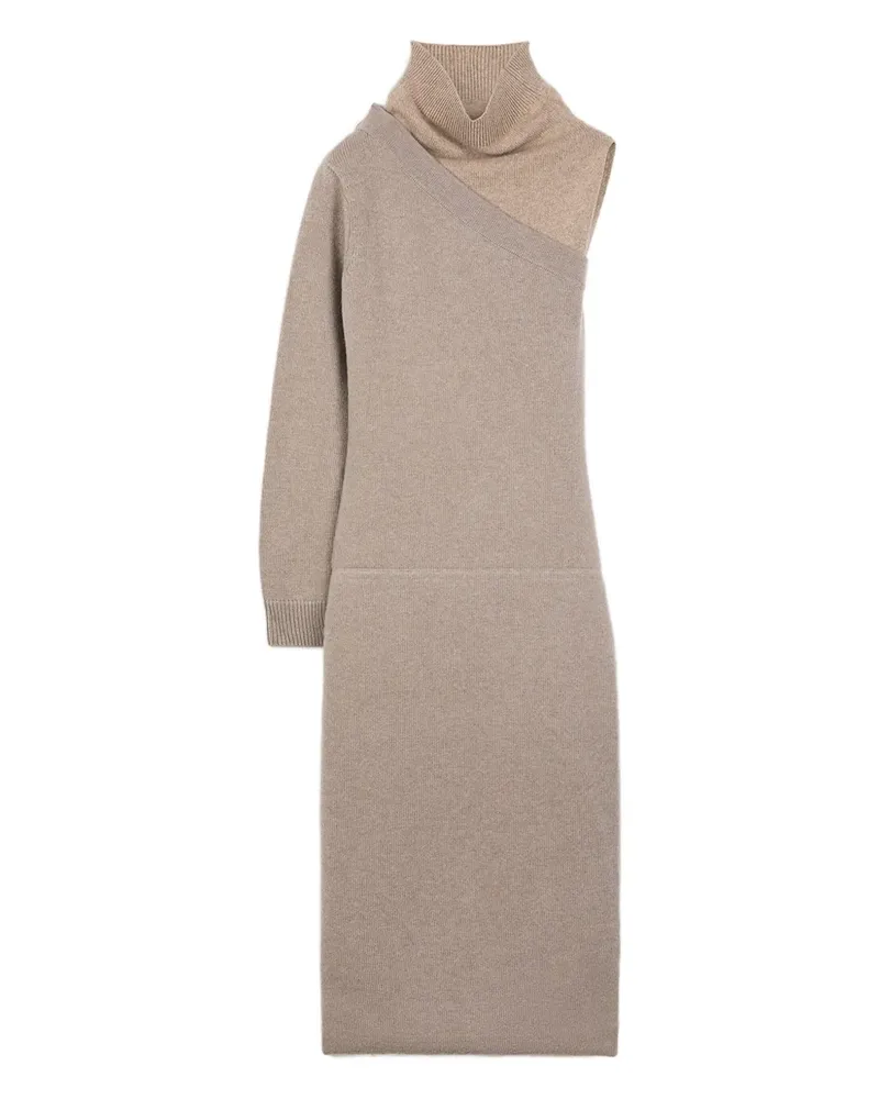 Ports 1961 single-sleeve turtleneck midi dress - Nude Nude