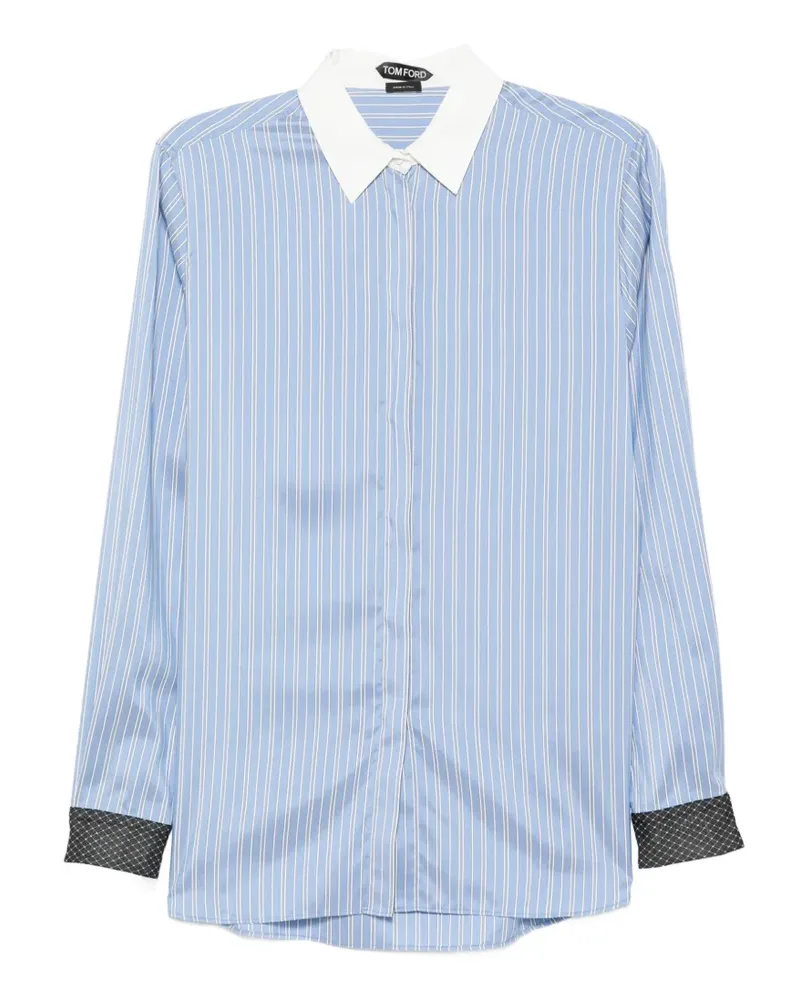 Tom Ford Gestreiftes Hemd aus Seide - Blau Blau