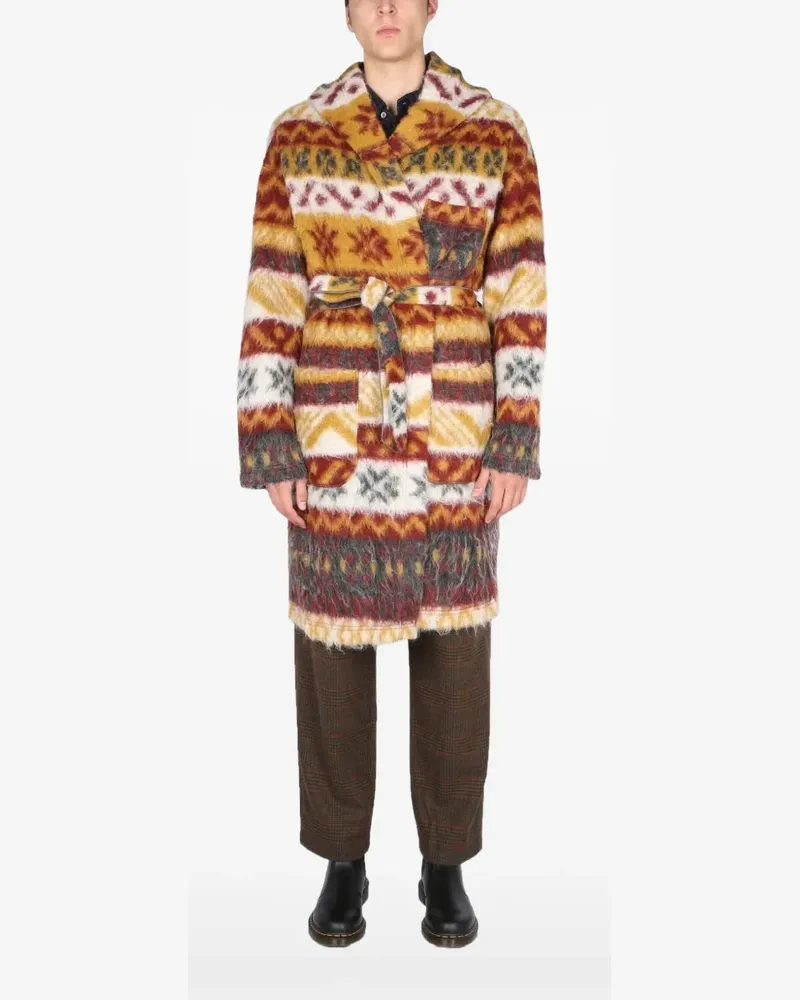 Engineered Garments faux-fur belted coat - Gelb Gelb
