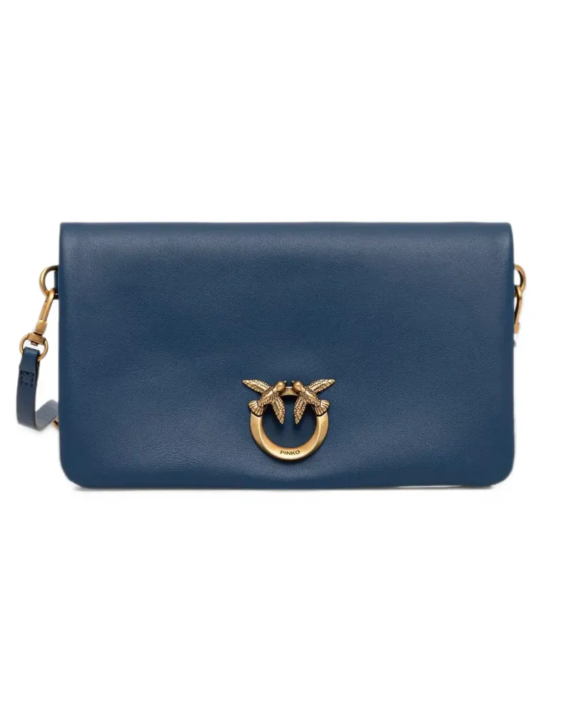 Pinko Love bag Click soft horizontal mini small crossbody-clutch in leather - Blau Blau