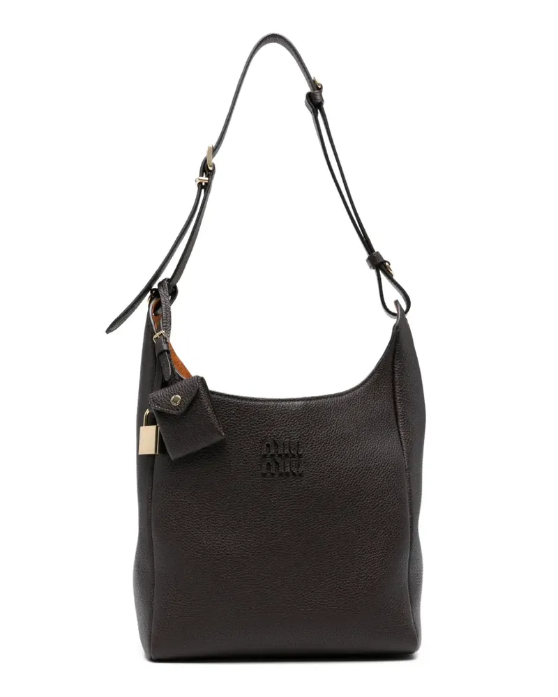 Miu Miu Schultertasche mit Logo-Patch - Braun Braun