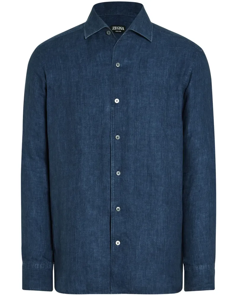 Ermenegildo Zegna Oasi Lino Hemd - Blau Blau