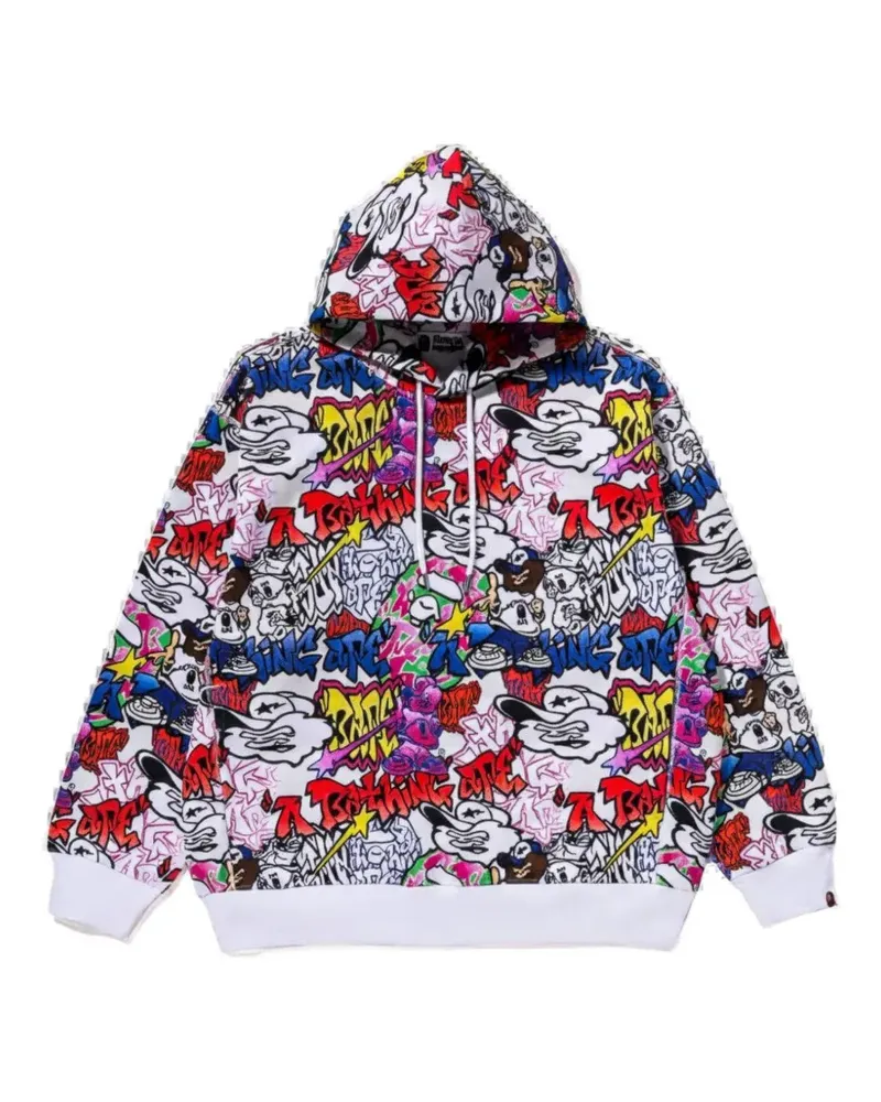 BAPE graffiti-pattern hoodie - Weiß Weiß