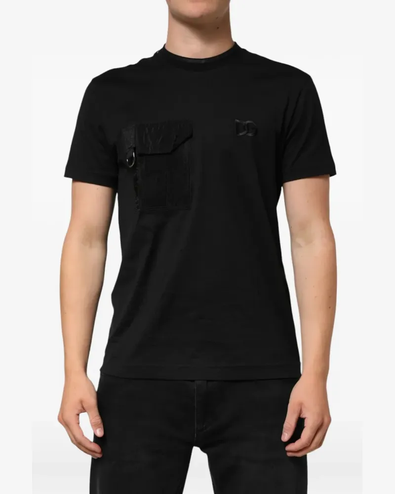 Dolce & Gabbana T-Shirt mit DG-Tasche - Schwarz Schwarz