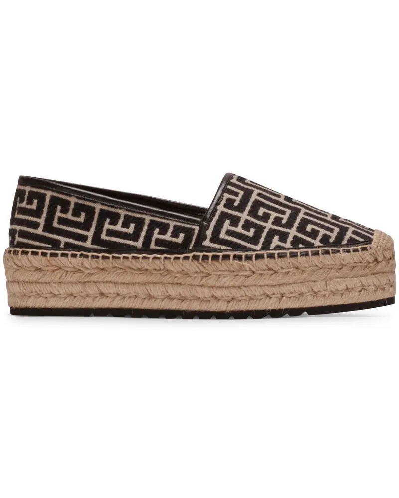 Balmain Espadrilles mit Monogrammmuster - Schwarz Schwarz