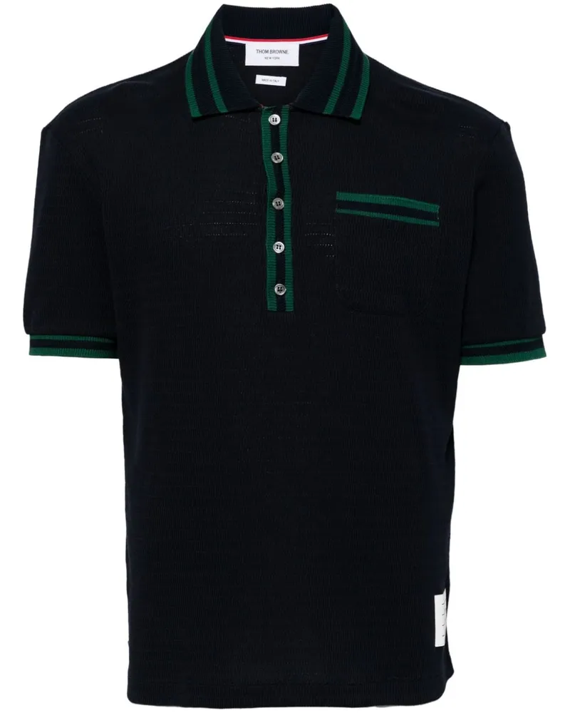 Thom Browne Poloshirt aus Pointelle-Strick - Blau Blau