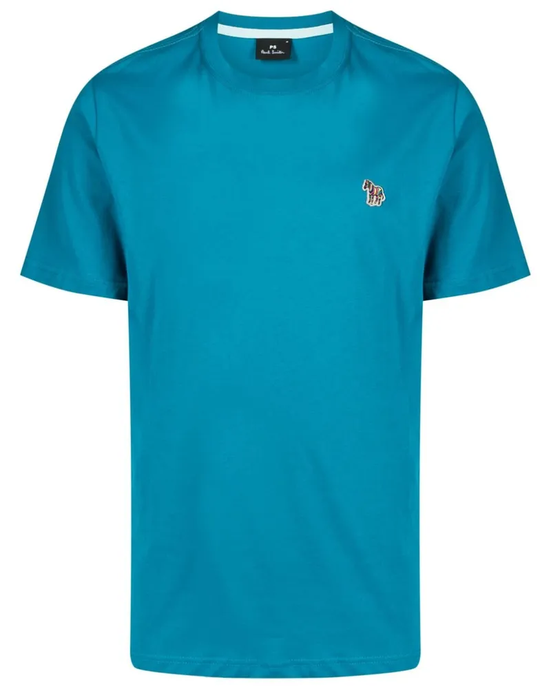 Paul Smith T-Shirt mit Zebra-Applikation - Blau Blau