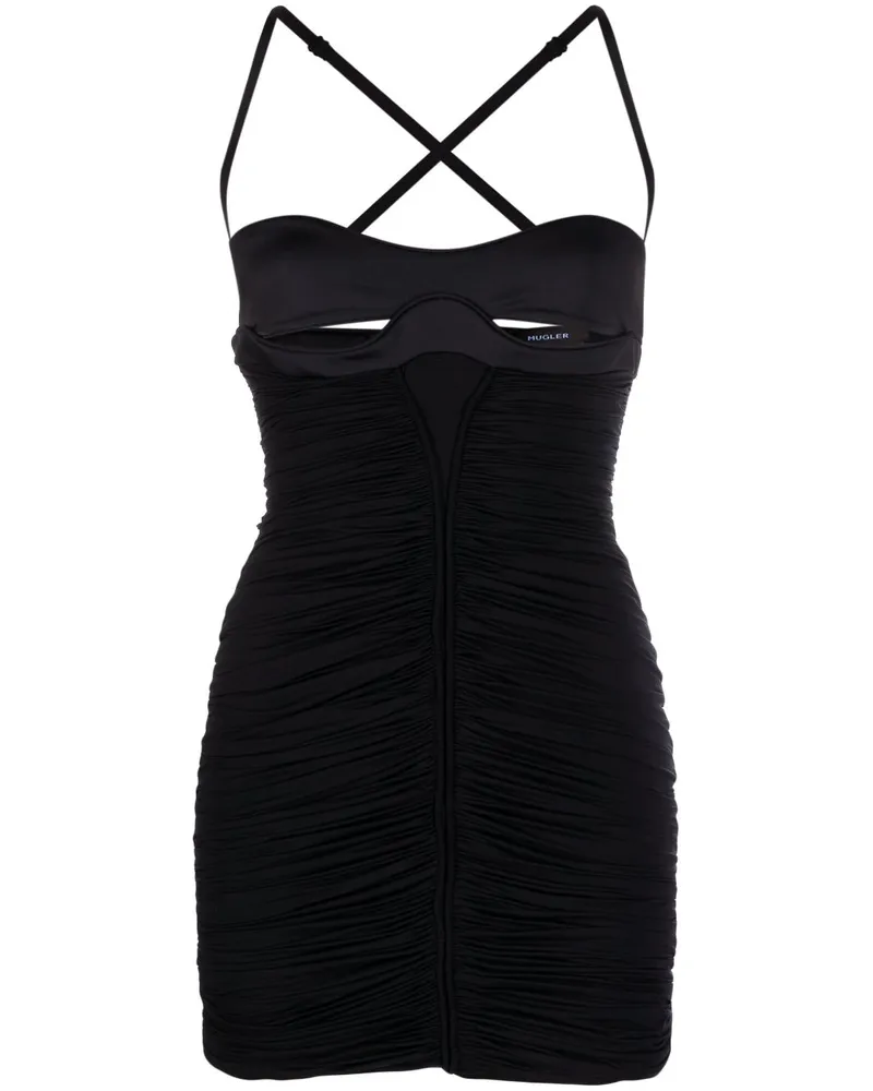 Thierry Mugler Gerafftes Minikleid mit Cut-Outs - Schwarz Schwarz
