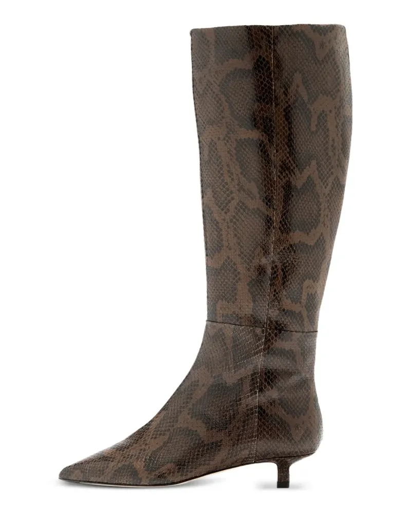aeyde Sabrina snake-print pointed boots - Braun Braun