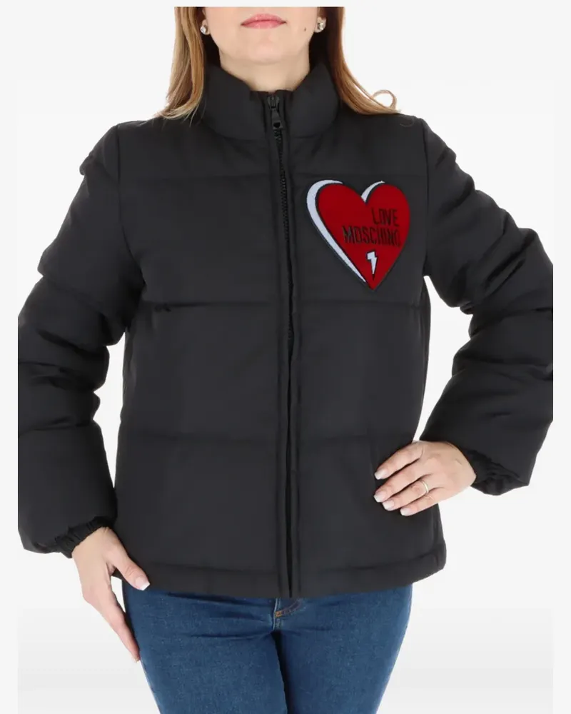 Moschino Wattierte Jacke mit Herz-Patch - Schwarz Schwarz