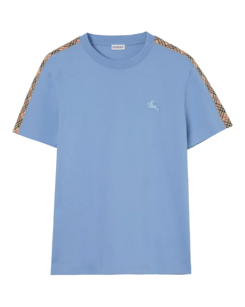 Burberry T-Shirt mit kariertem Besatz - Blau Blau
