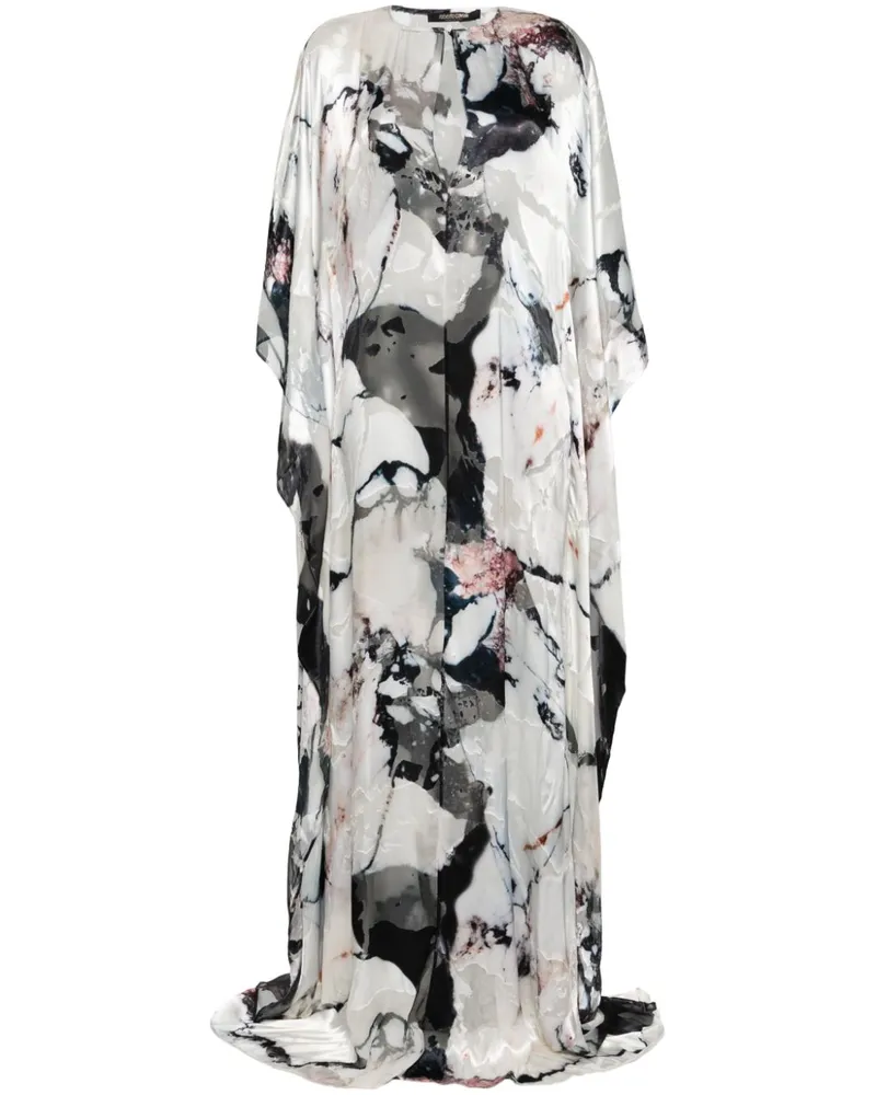 Roberto Cavalli Kaftan mit Marmormuster - Weiß Weiß
