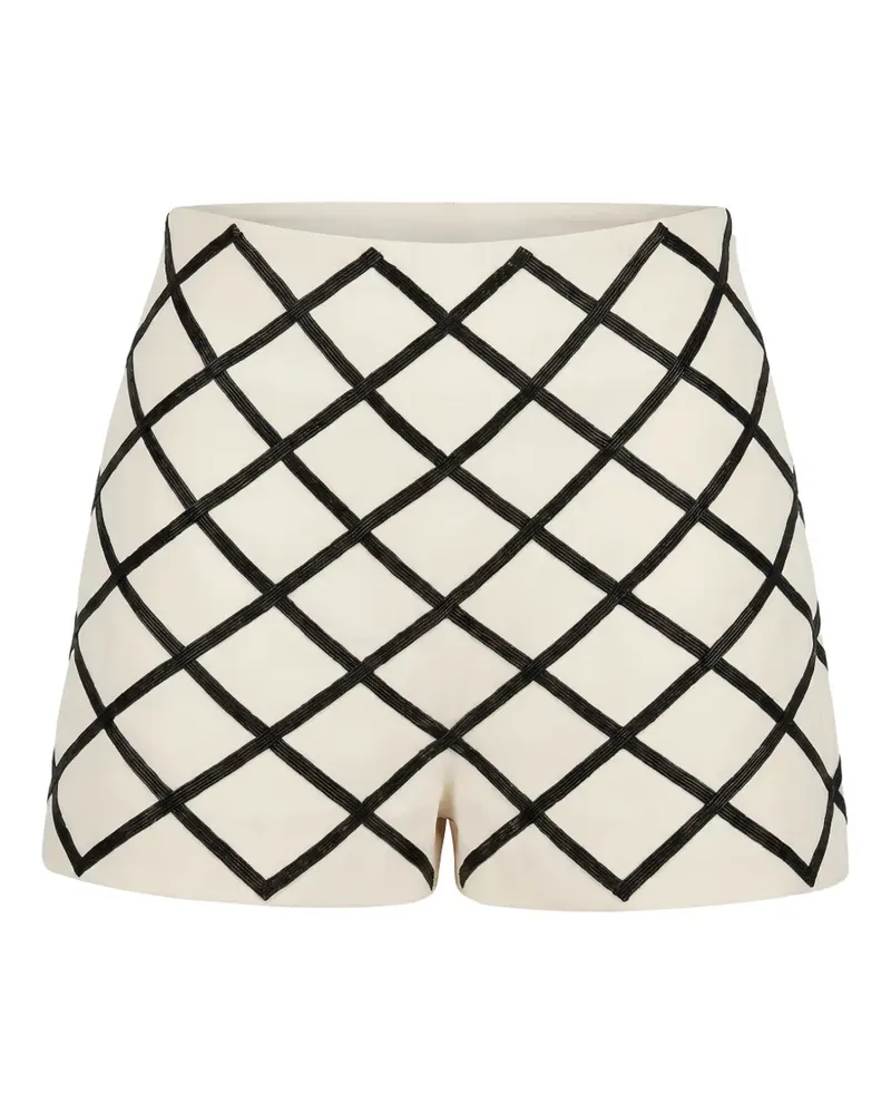 Valentino Garavani bead-embellished diamond-patterned shorts - Weiß Weiß