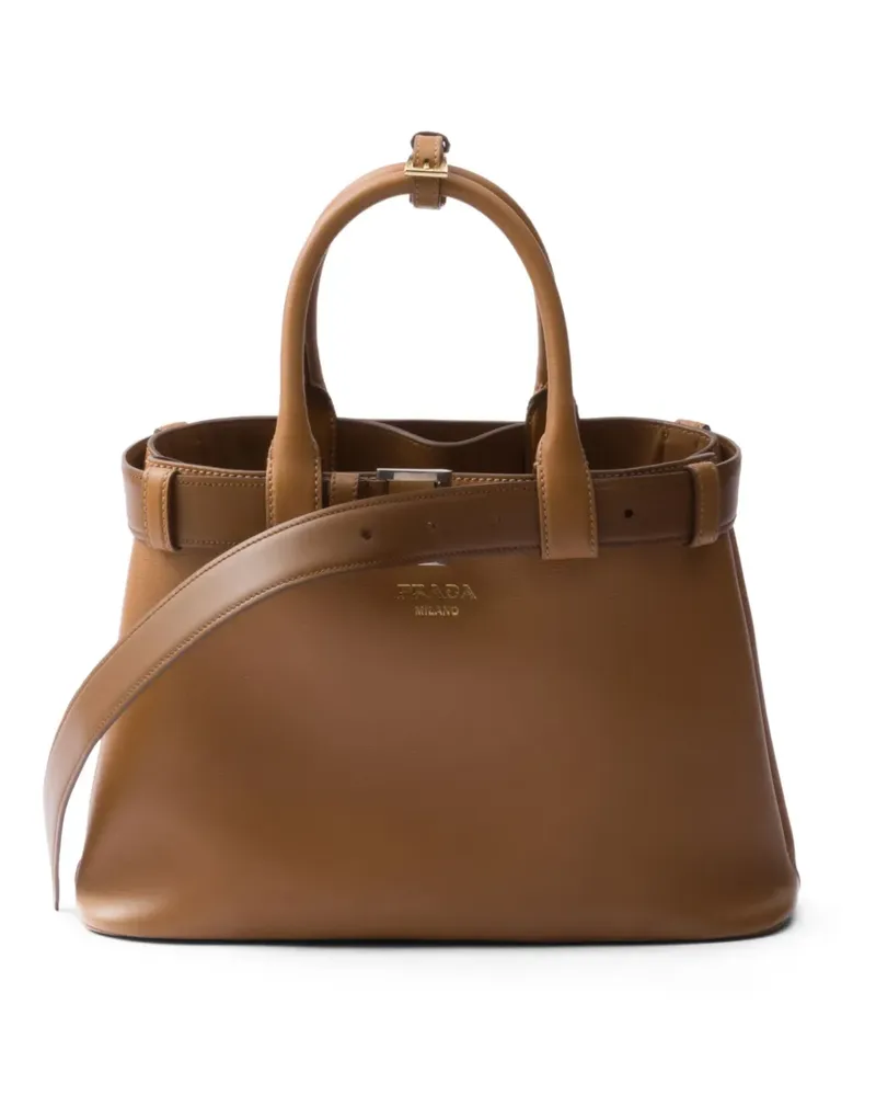 Prada Mittelgroße Buckle Tote Bag - Braun Braun