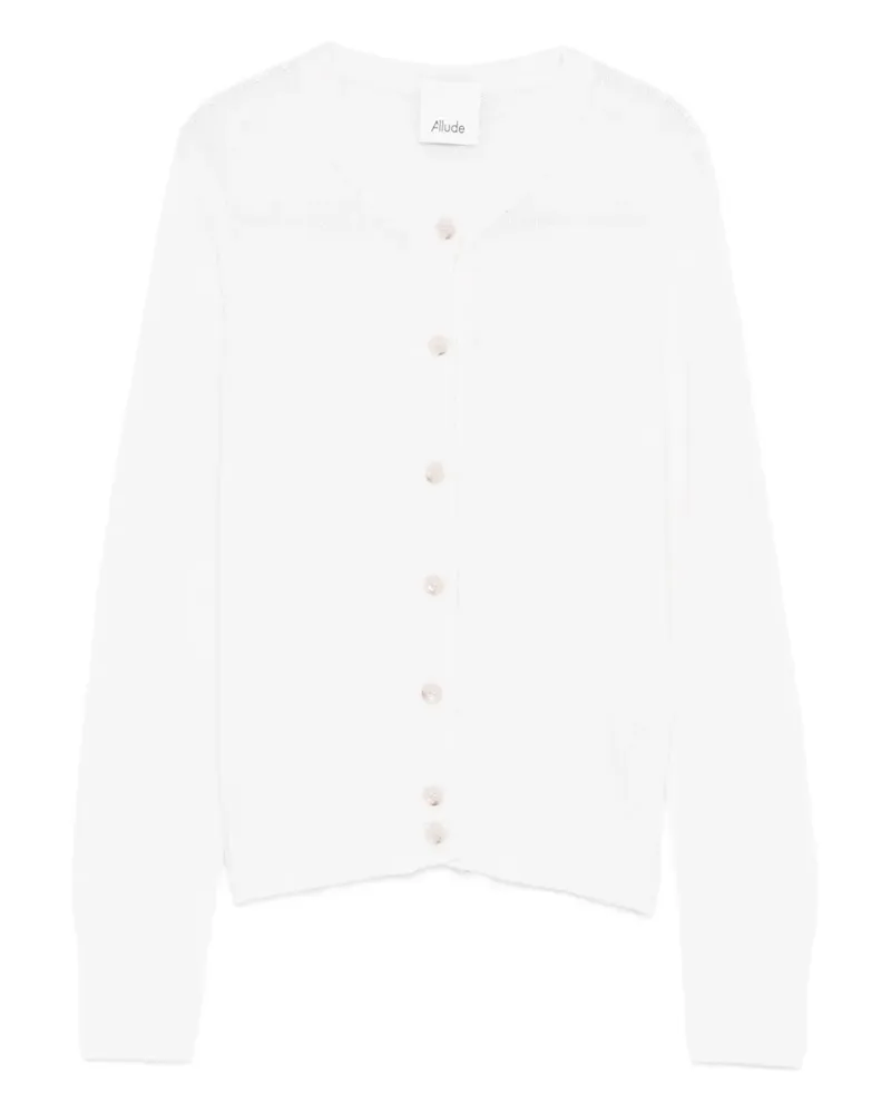 ALLUDE Gerippter Cardigan - Weiß Weiß