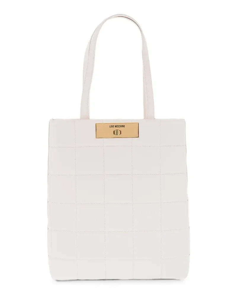Moschino Gesteppte Tote Bag mit CC-Drehverschluss - Weiß Weiß