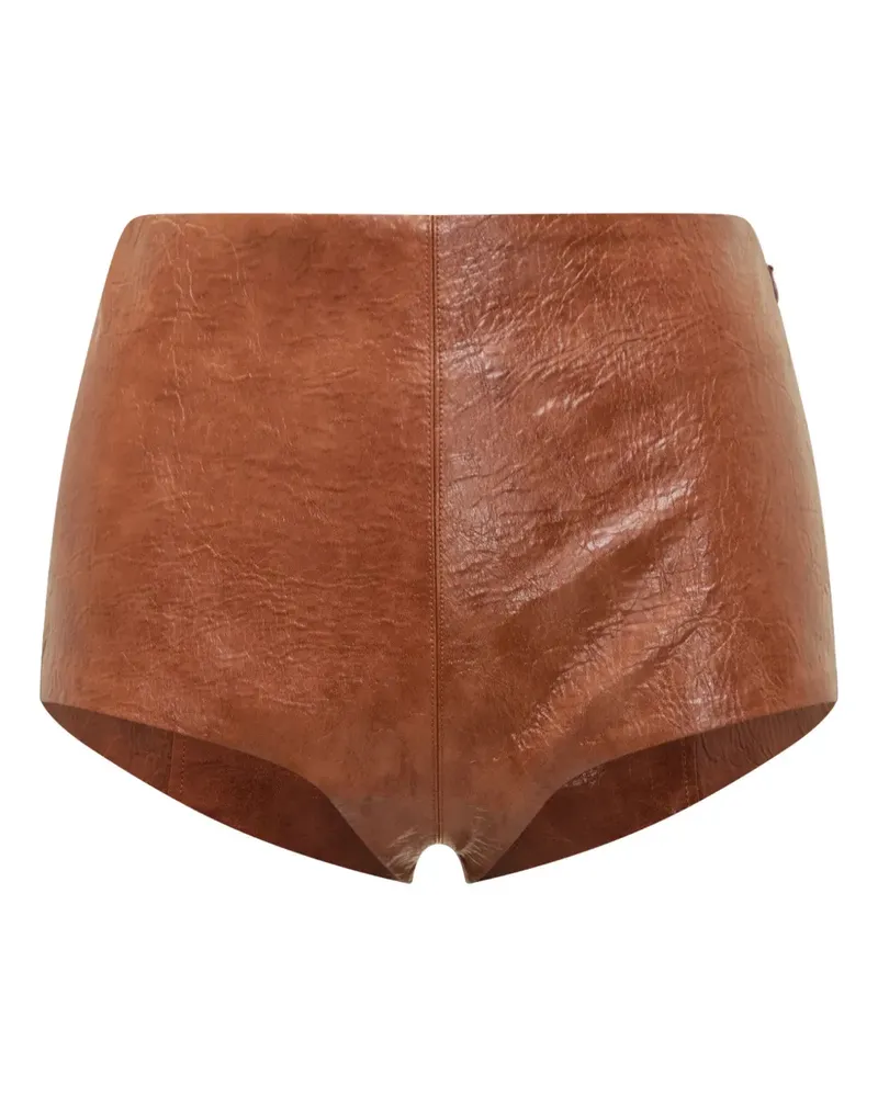 ANDAMANE Faux-Leder-Shorts mit Reißverschluss - Braun Braun
