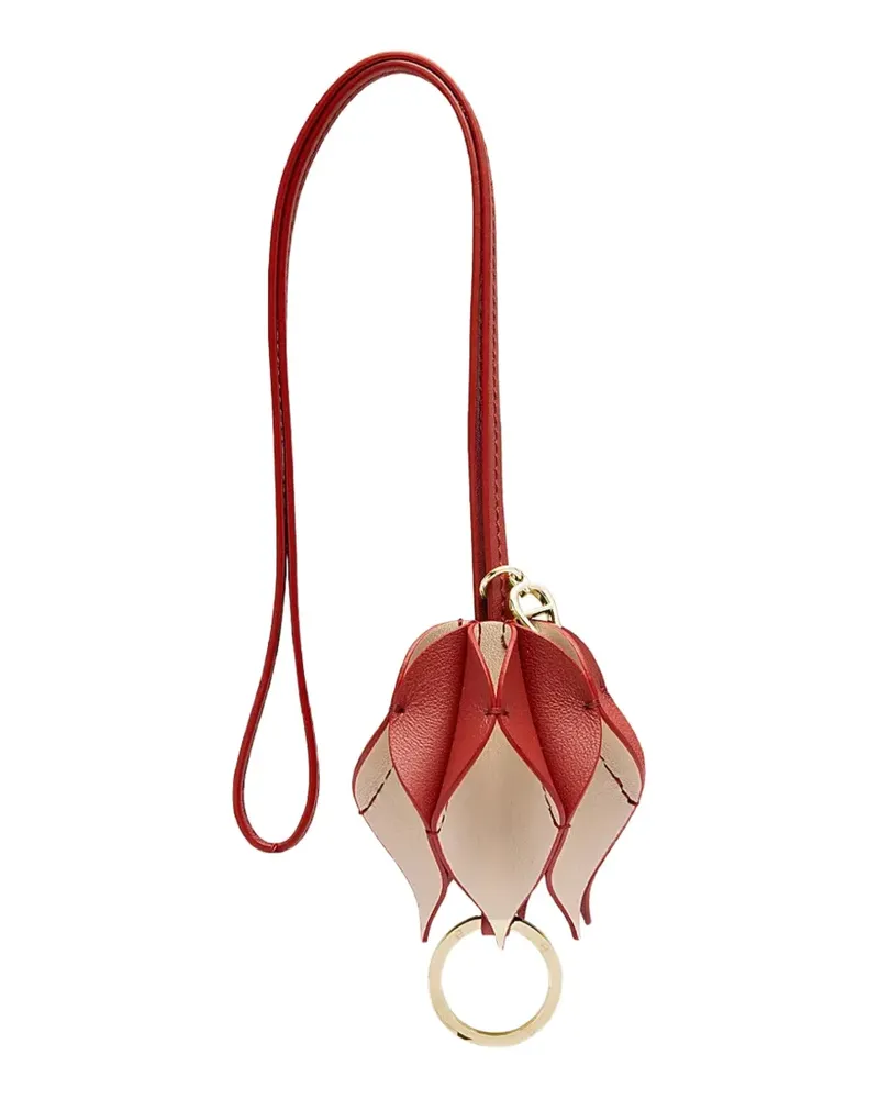 Aigner Schlüsselanhänger aus Leder mit Blumenmotiv - Rot Rot