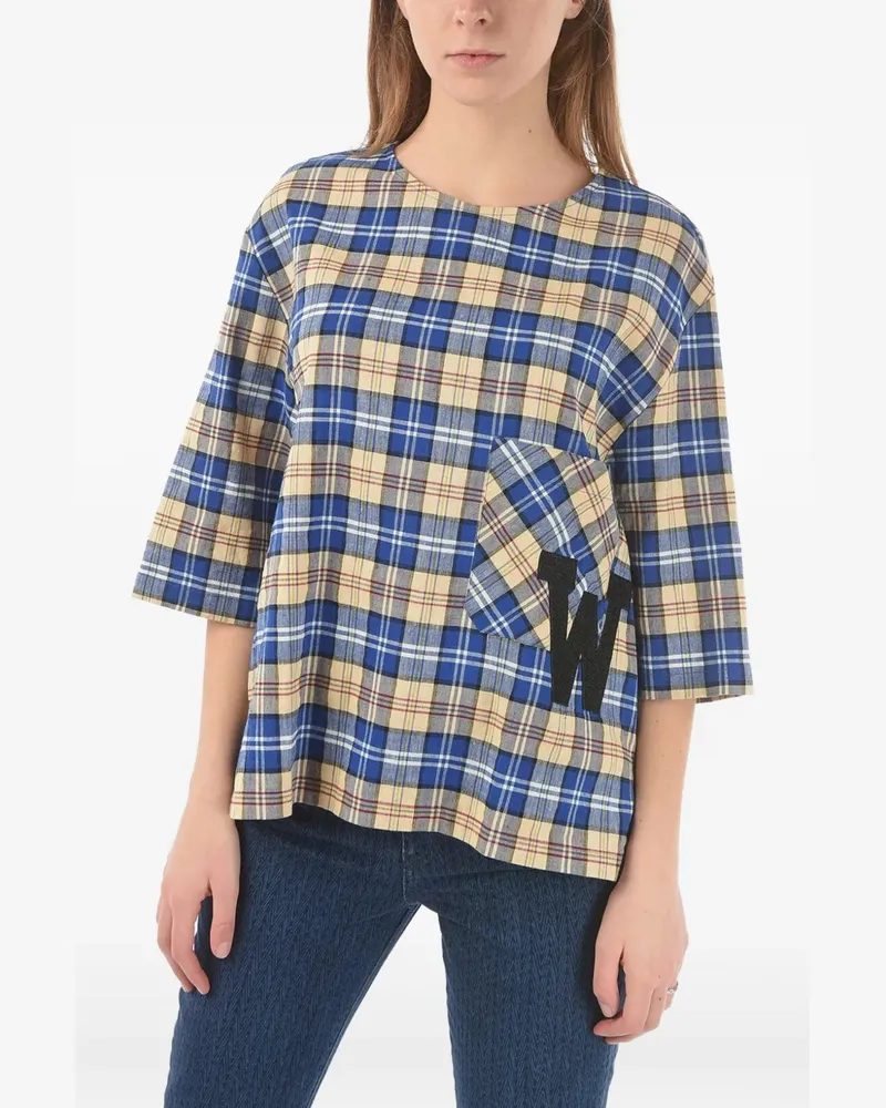 Woolrich Karierte Bluse mit Monogramm - Blau Blau